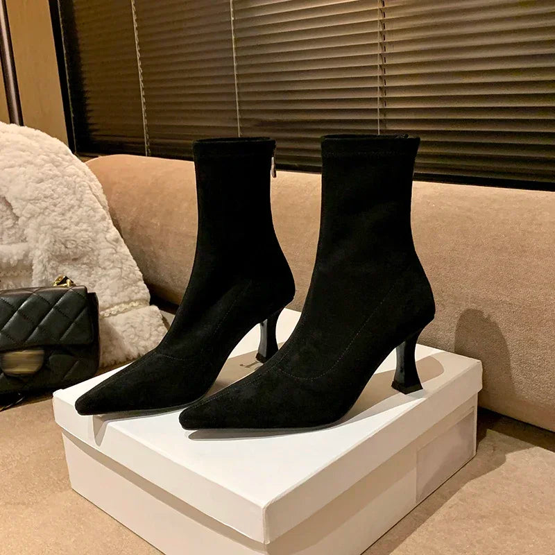 Image of Carmen | Women's Pointed Toe Kitten Heel Ankle Boots