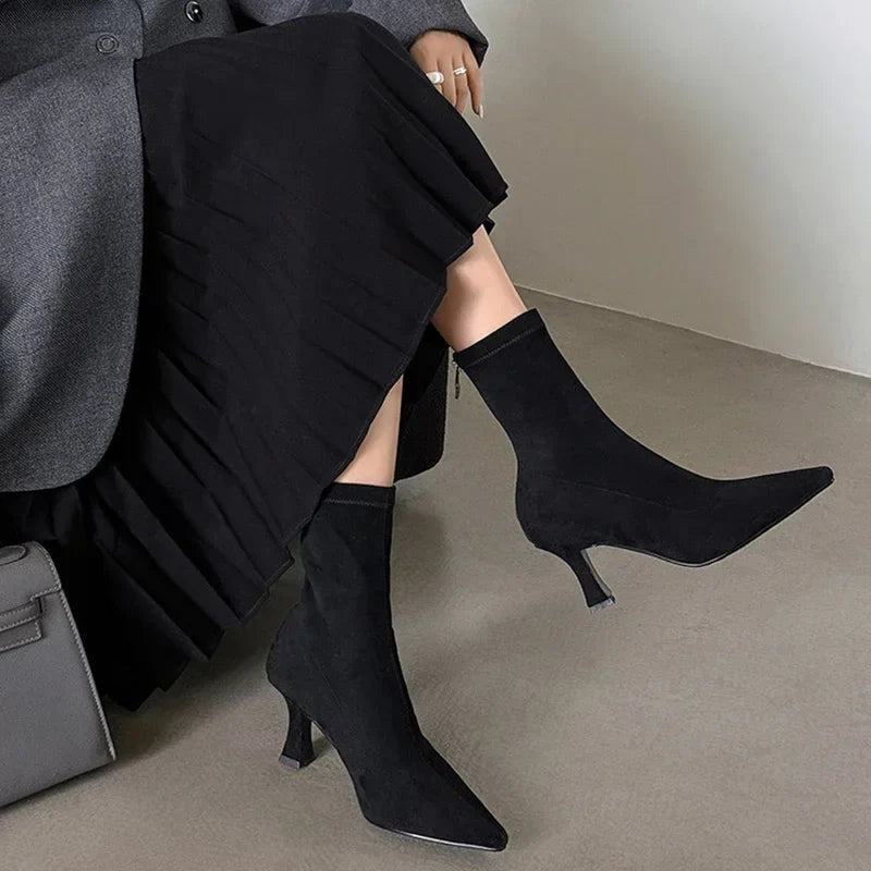 Image of Carmen | Women's Pointed Toe Kitten Heel Ankle Boots