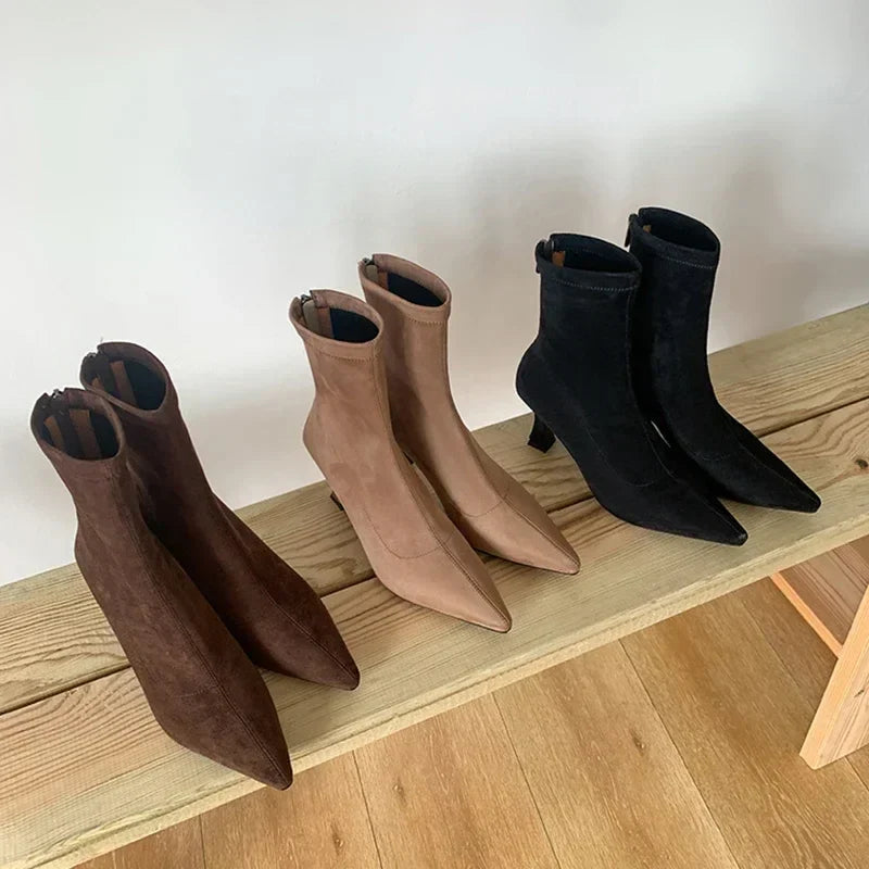 Image of Carmen | Women's Pointed Toe Kitten Heel Ankle Boots