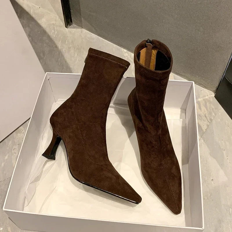 Image of Carmen | Women's Pointed Toe Kitten Heel Ankle Boots