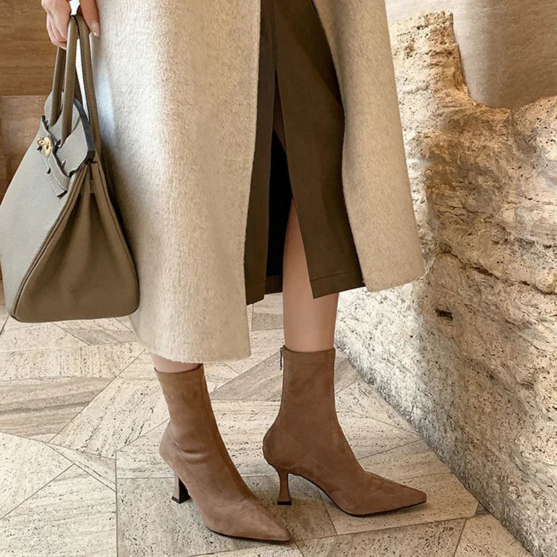 Image of Carmen | Women's Pointed Toe Kitten Heel Ankle Boots