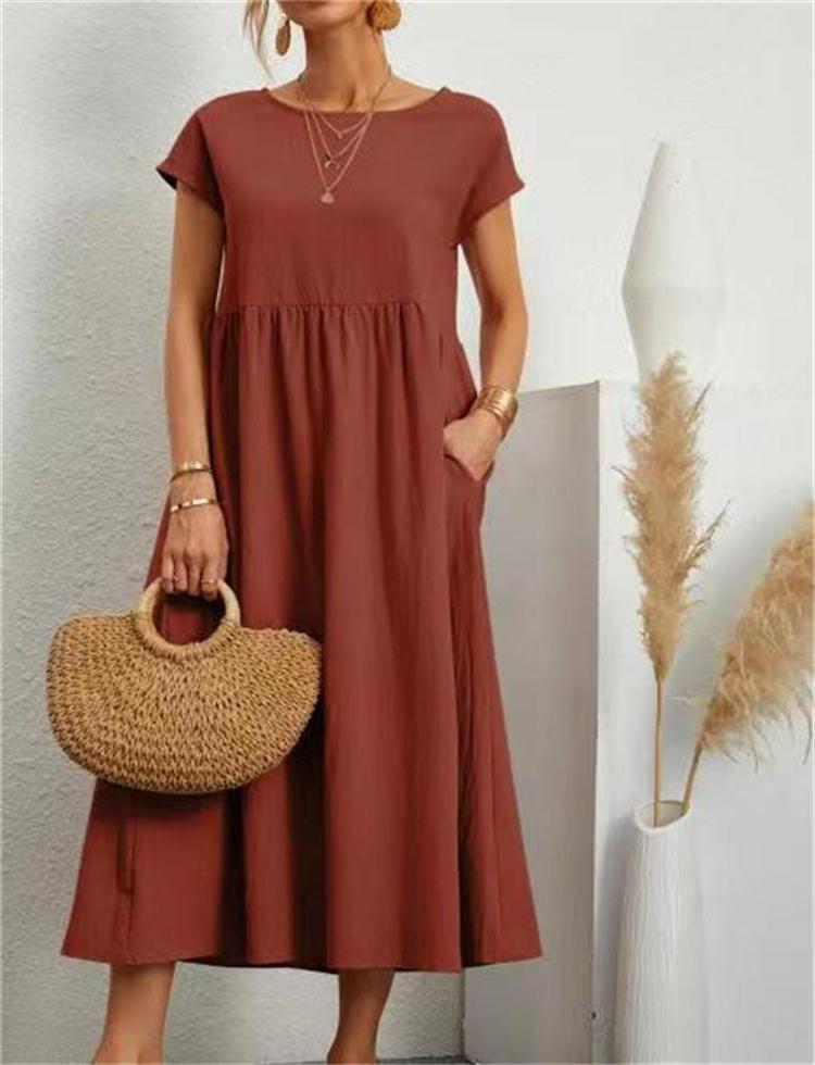 Image of Casey | Women's Short Sleeve A-Line Midi Dress