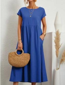 Image of Casey | Women's Short Sleeve A-Line Midi Dress