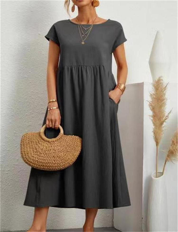 Image of Casey | Women's Short Sleeve A-Line Midi Dress