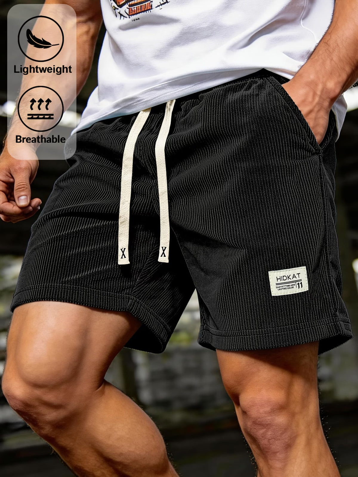 Casual Corduroy Drawstring Shorts