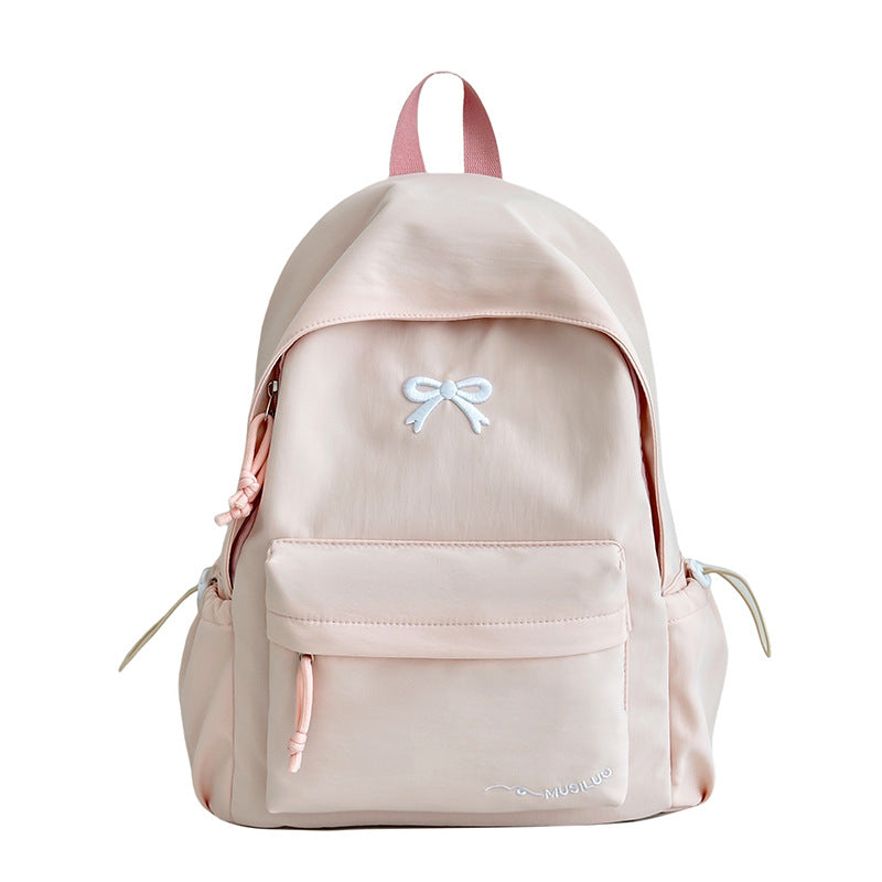 Casual School Backpack with Embossed Bow