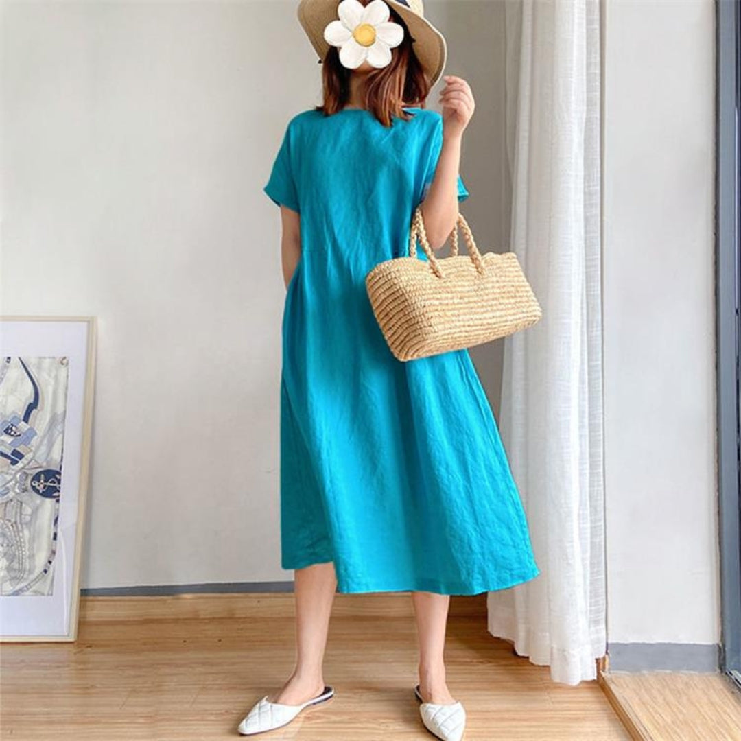 Image of Catherine | Women's Short Sleeve A-Line Midi Dress