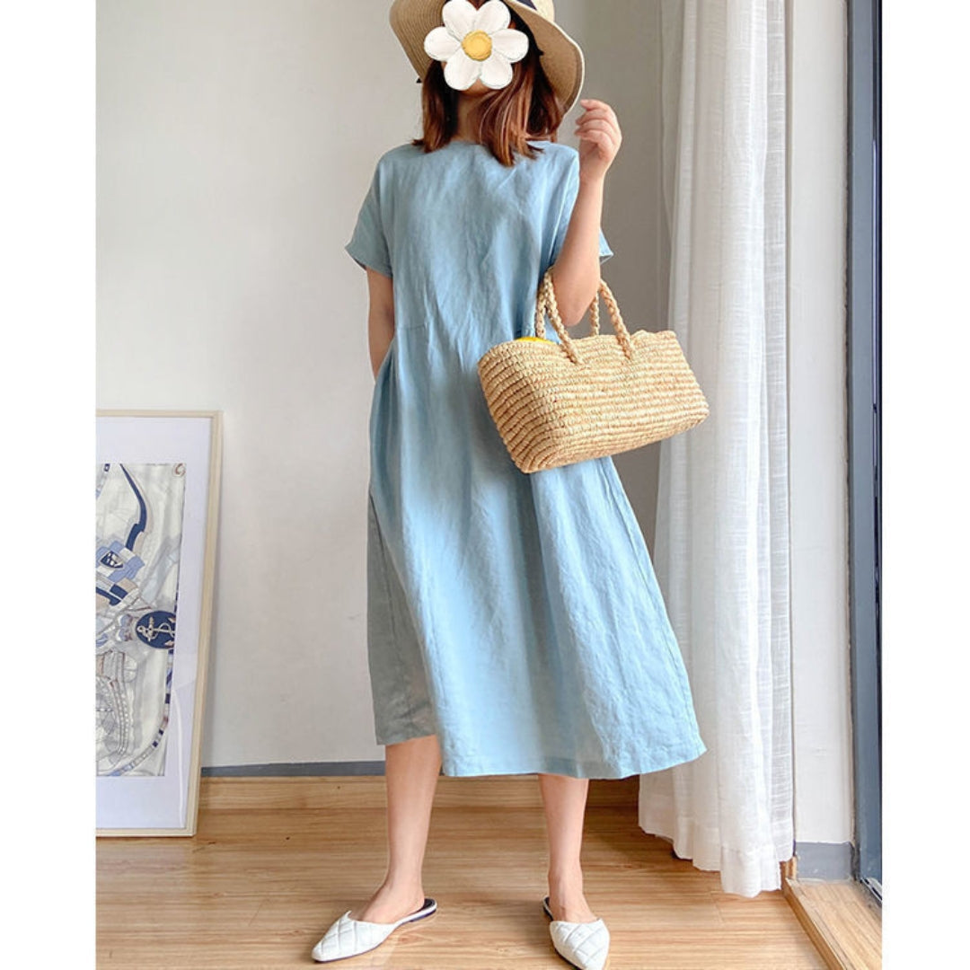 Image of Catherine | Women's Short Sleeve A-Line Midi Dress