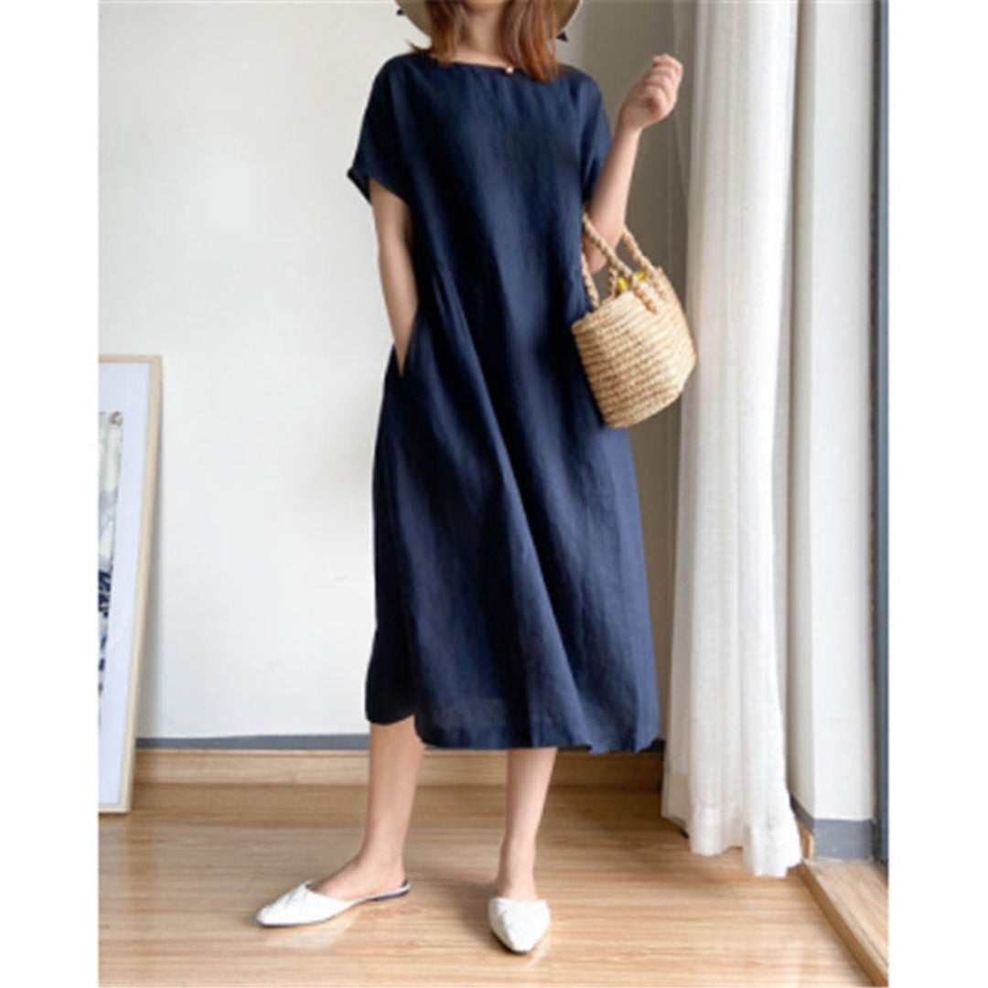 Image of Catherine | Women's Short Sleeve A-Line Midi Dress