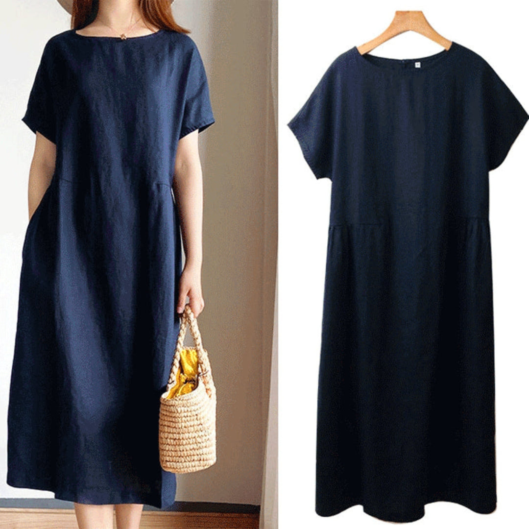 Image of Catherine | Women's Short Sleeve A-Line Midi Dress