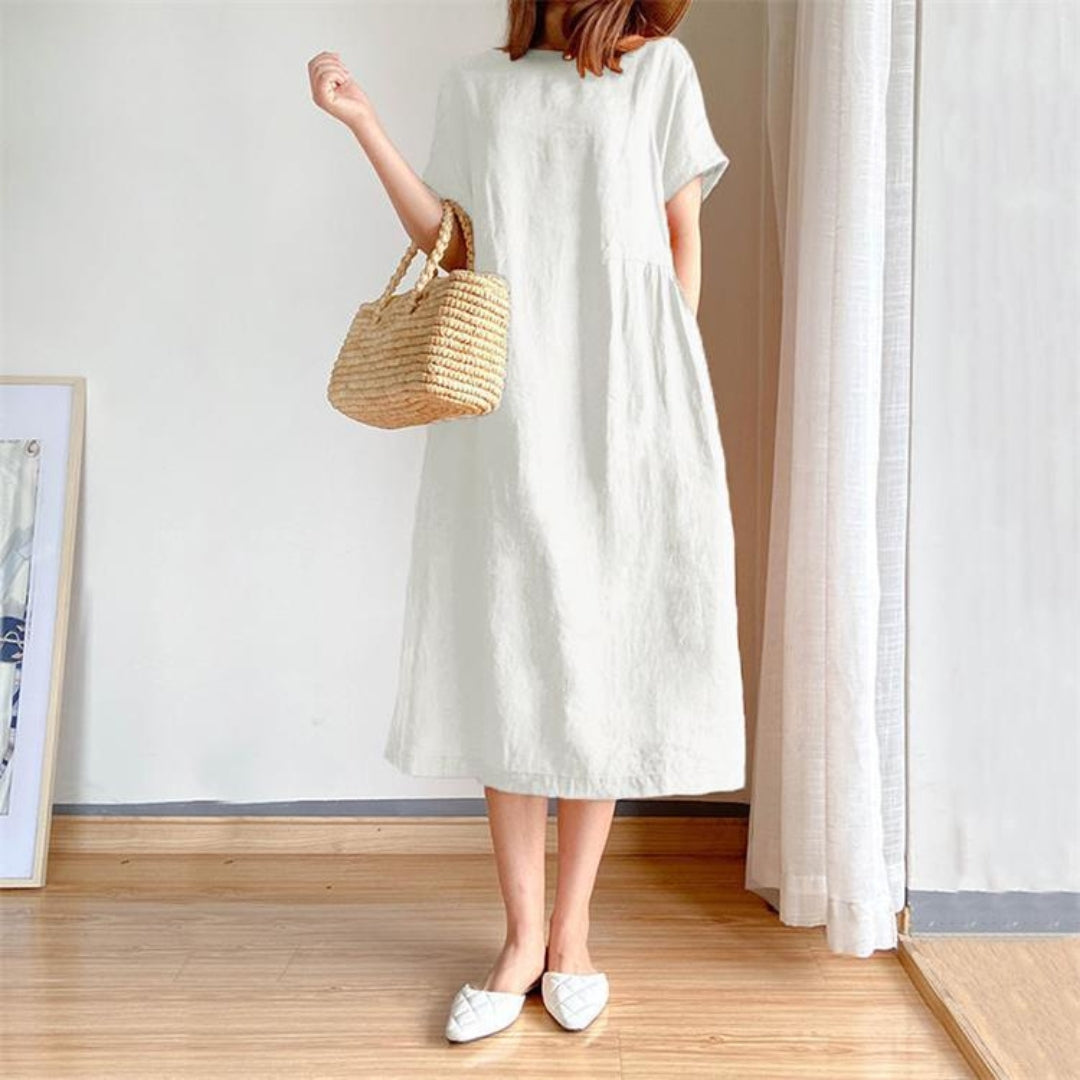 Image of Catherine | Women's Short Sleeve A-Line Midi Dress