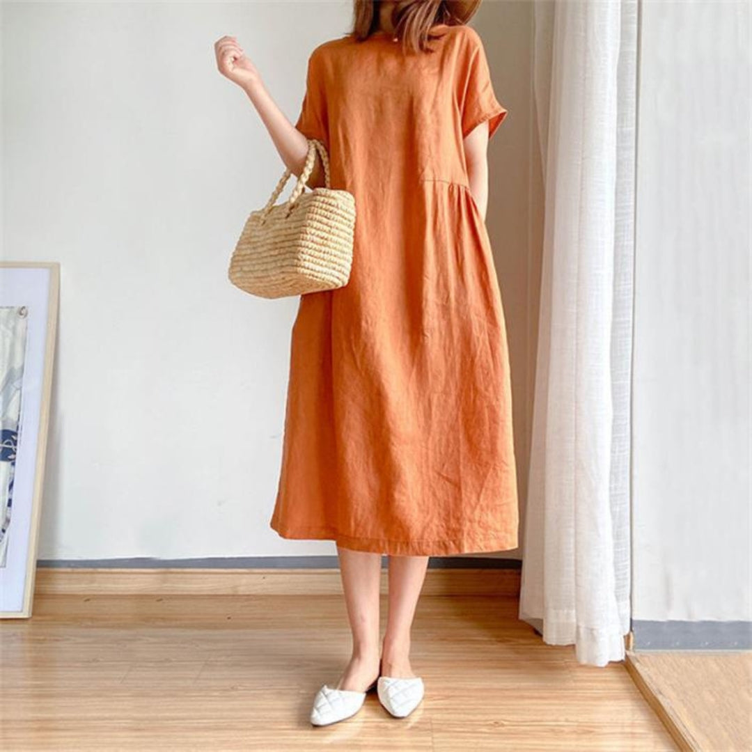 Image of Catherine | Women's Short Sleeve A-Line Midi Dress
