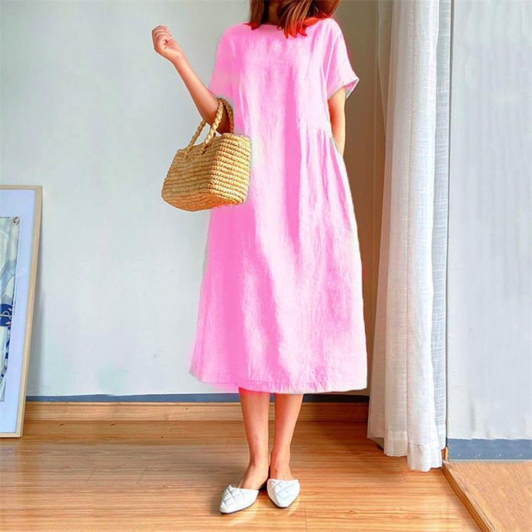 Image of Catherine | Women's Short Sleeve A-Line Midi Dress