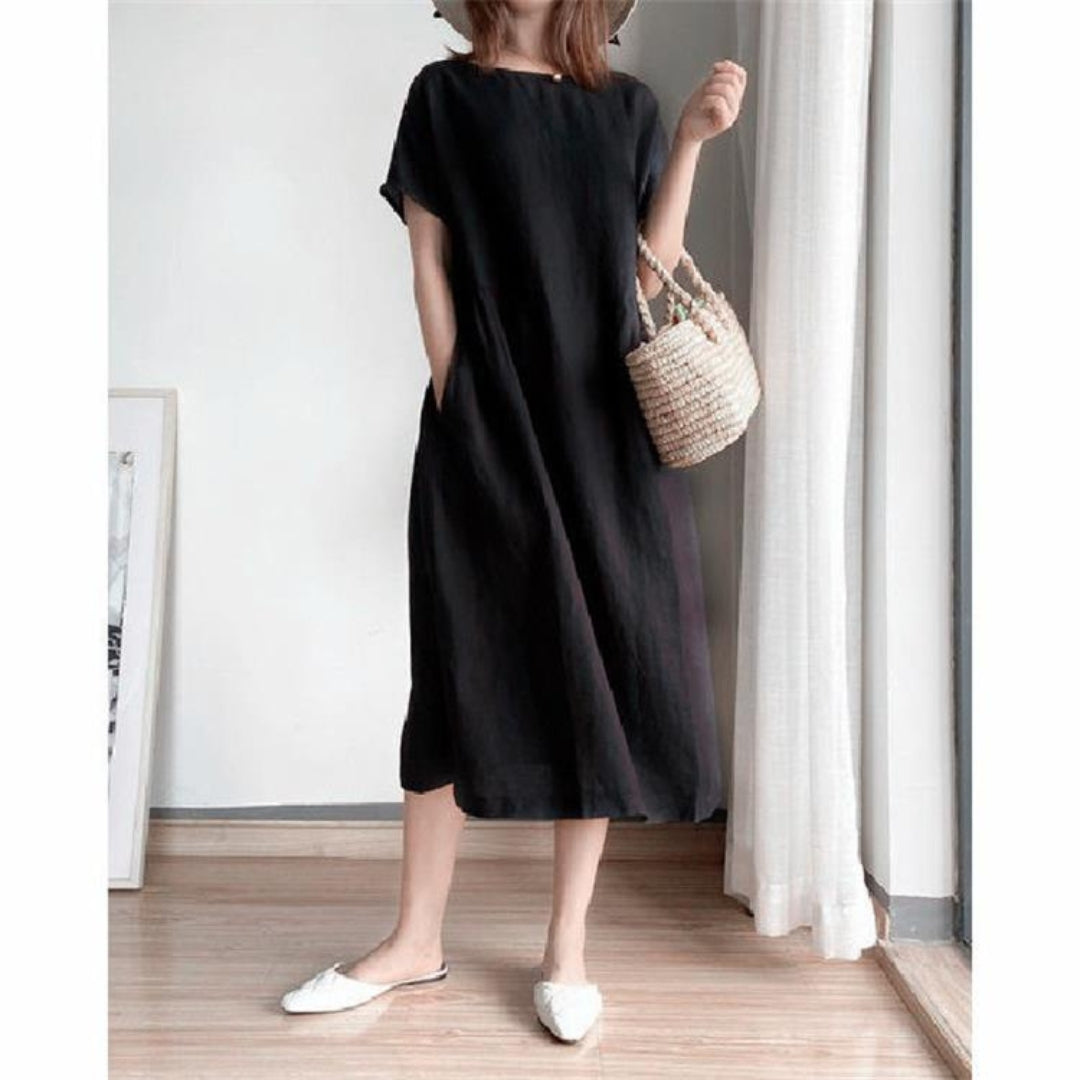 Image of Catherine | Women's Short Sleeve A-Line Midi Dress