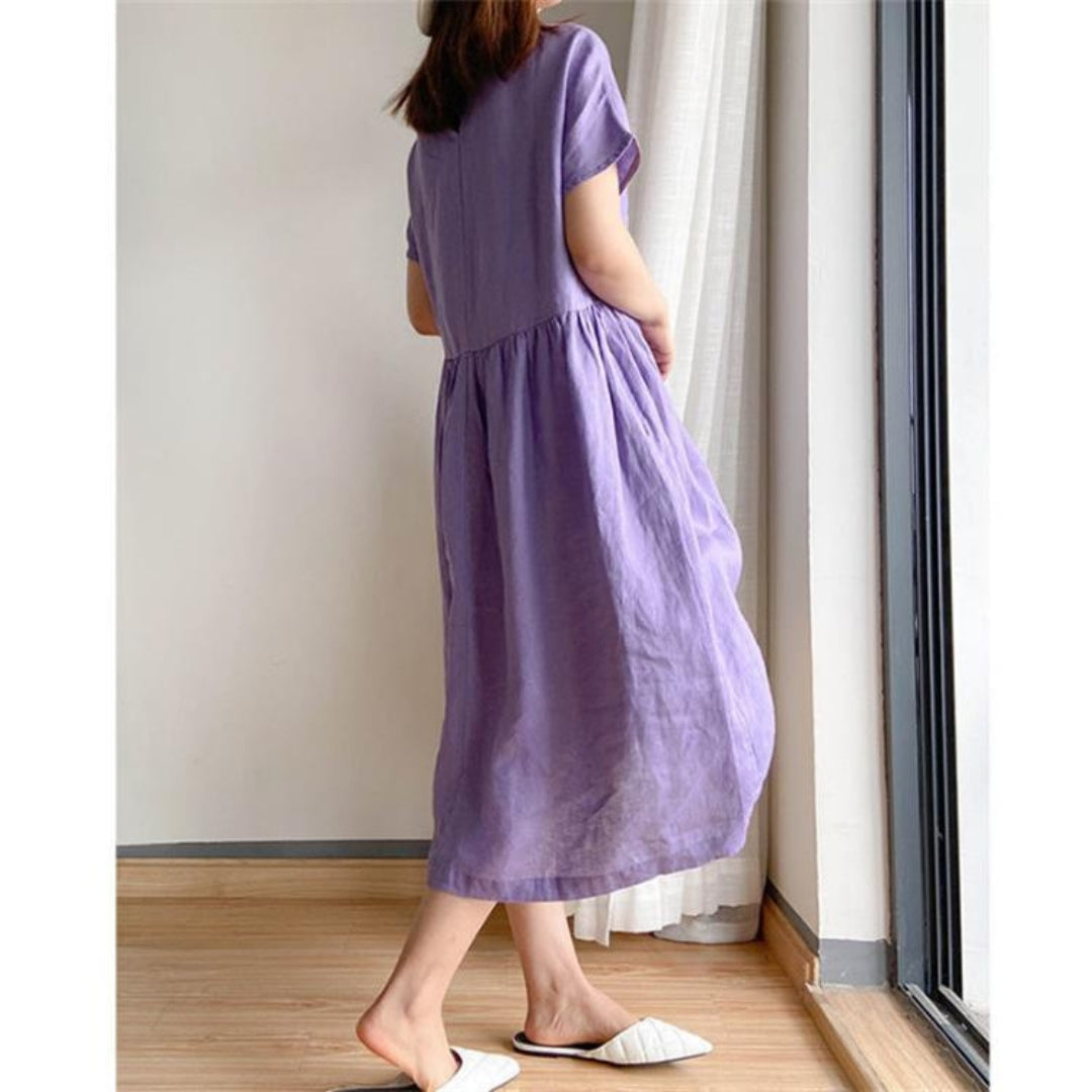 Image of Catherine | Women's Short Sleeve A-Line Midi Dress