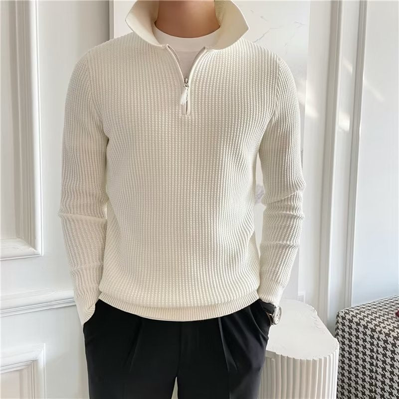 Image of Cedric | Men's Zip-Up Collared Sweater