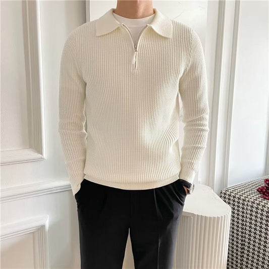 Image of Cedric | Men's Zip-Up Collared Sweater