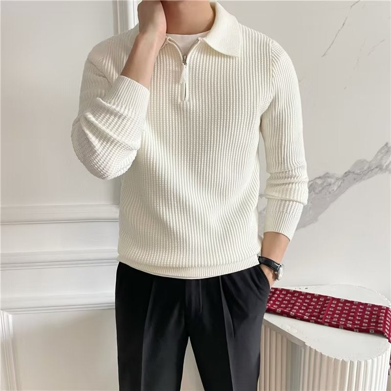 Image of Cedric | Men's Zip-Up Collared Sweater