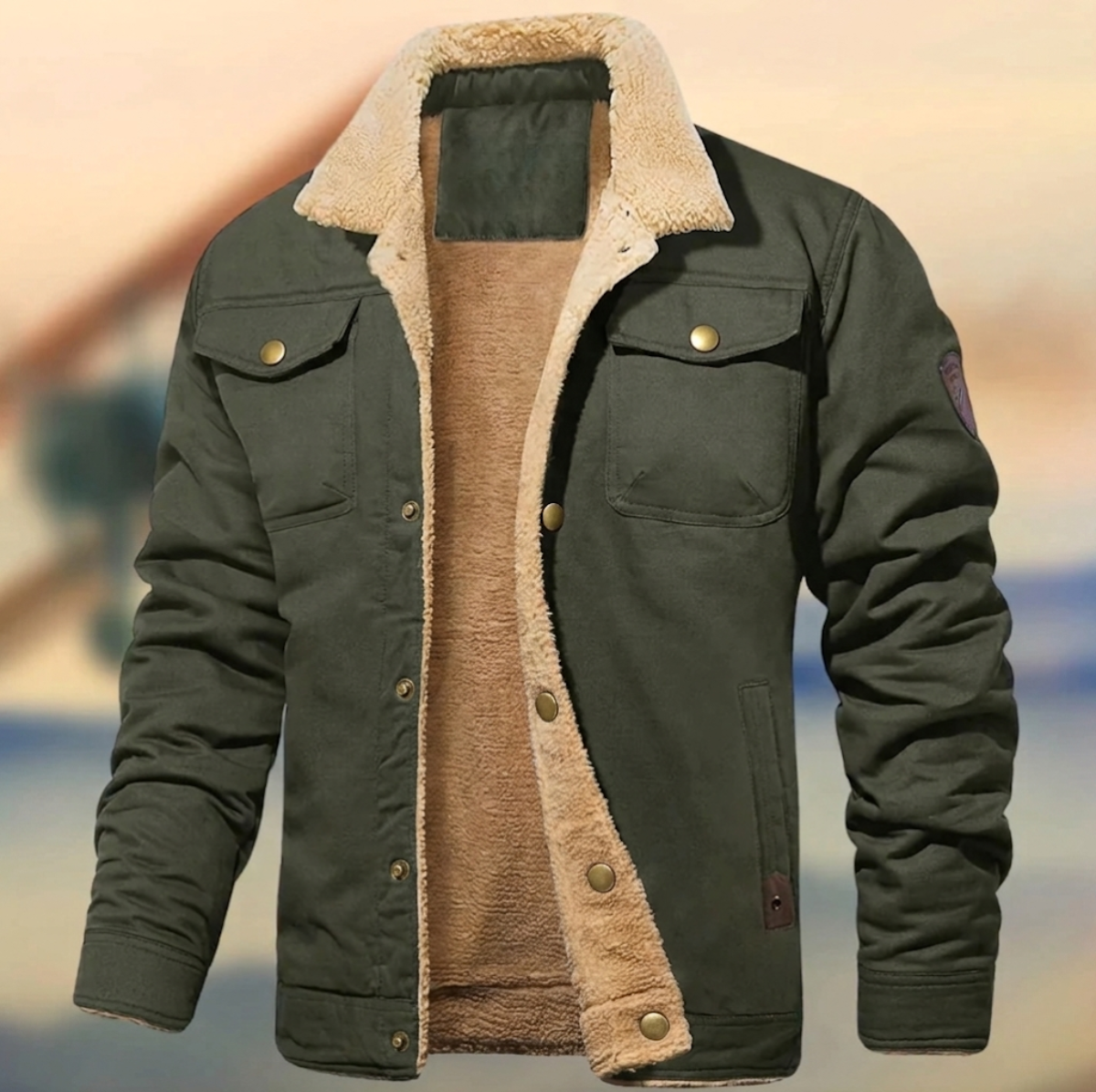 Cedric | Men's Sherpa Collar Button-Down Jacket - Image 1