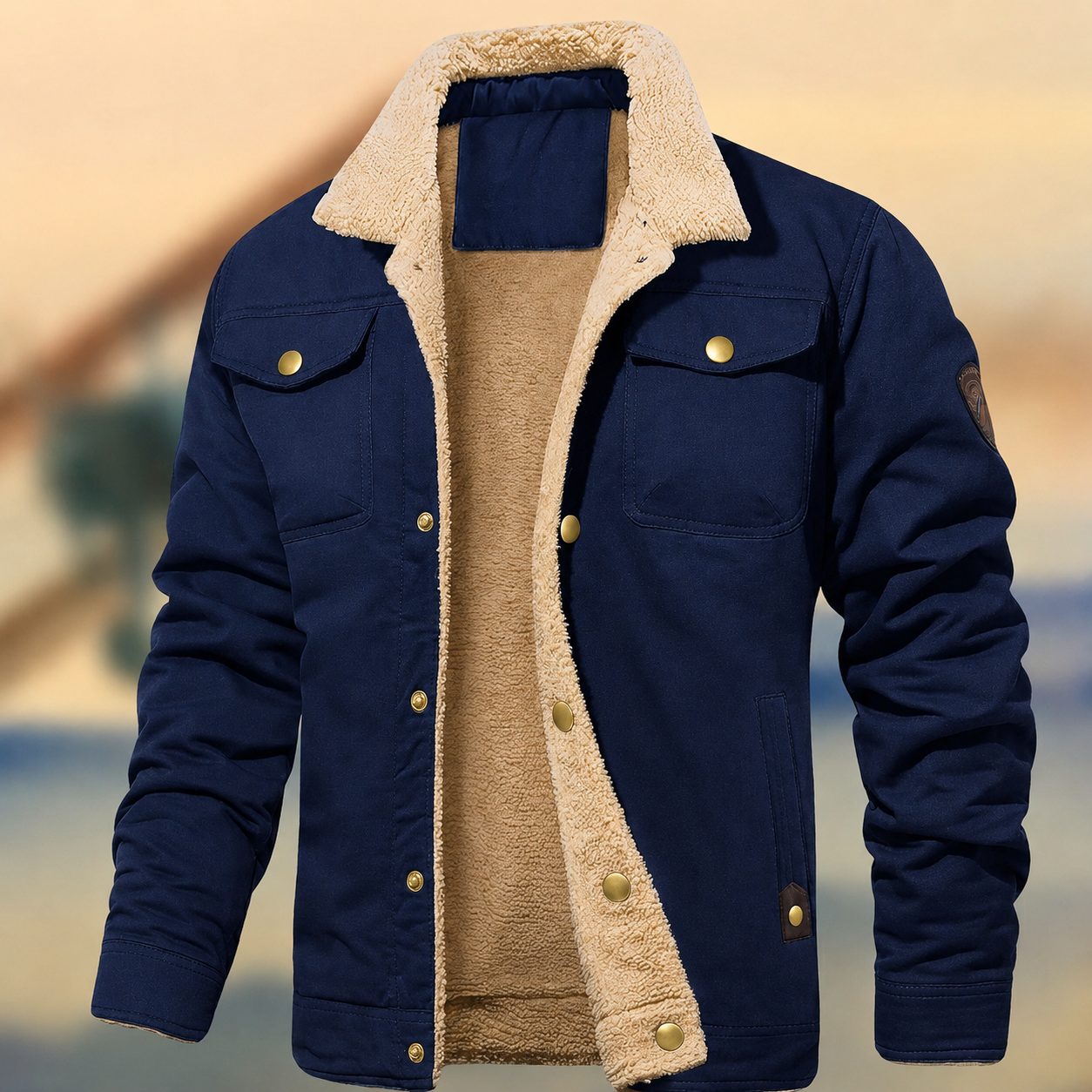 Cedric | Men's Sherpa Collar Button-Down Jacket - Image 1