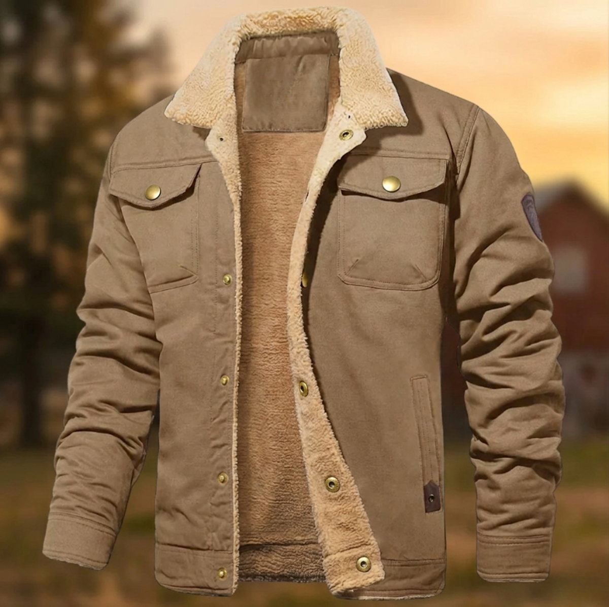 Cedric | Men's Sherpa Collar Button-Down Jacket - Image 1