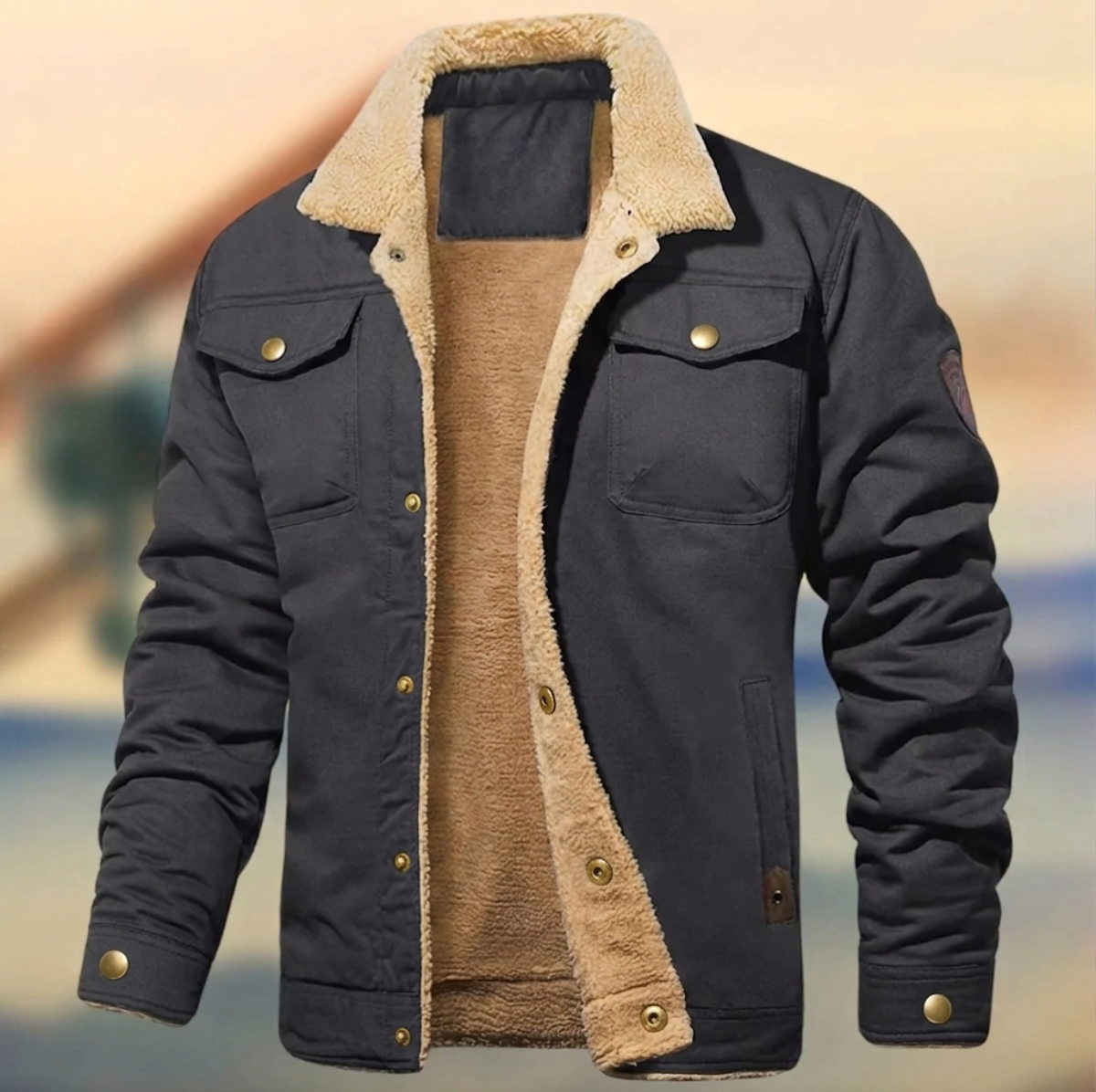 Cedric | Men's Sherpa Collar Button-Down Jacket - Image 2