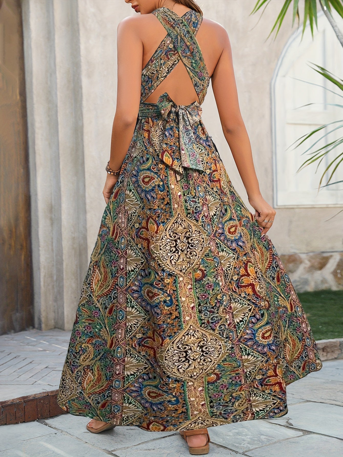 Image of Charlene | Women's High Slit Halter Maxi Dress