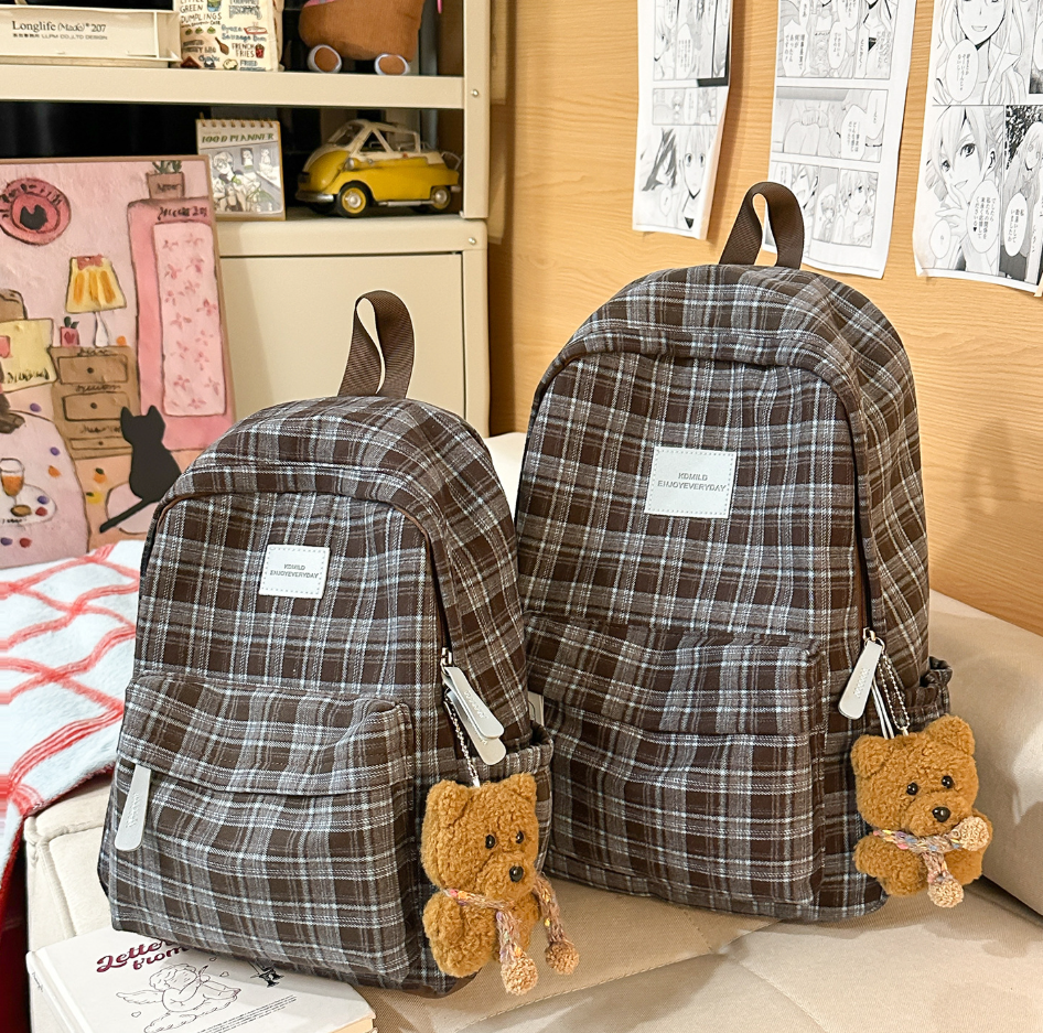 Checked Casual School Backpack