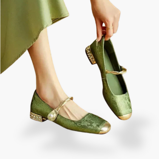 Image of Cheri | Women's Pearl Embellished Mary Jane Flats