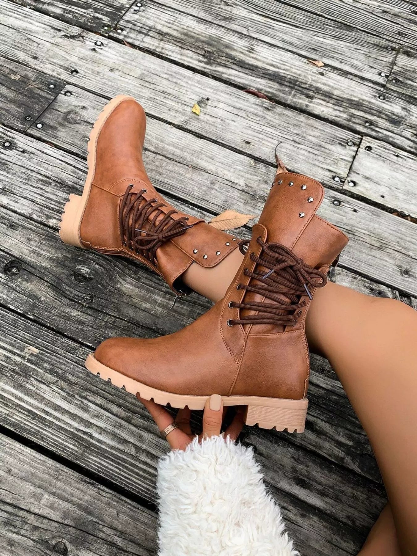 Image of Christine | Women's Lace-Up Mid-Calf Boots
