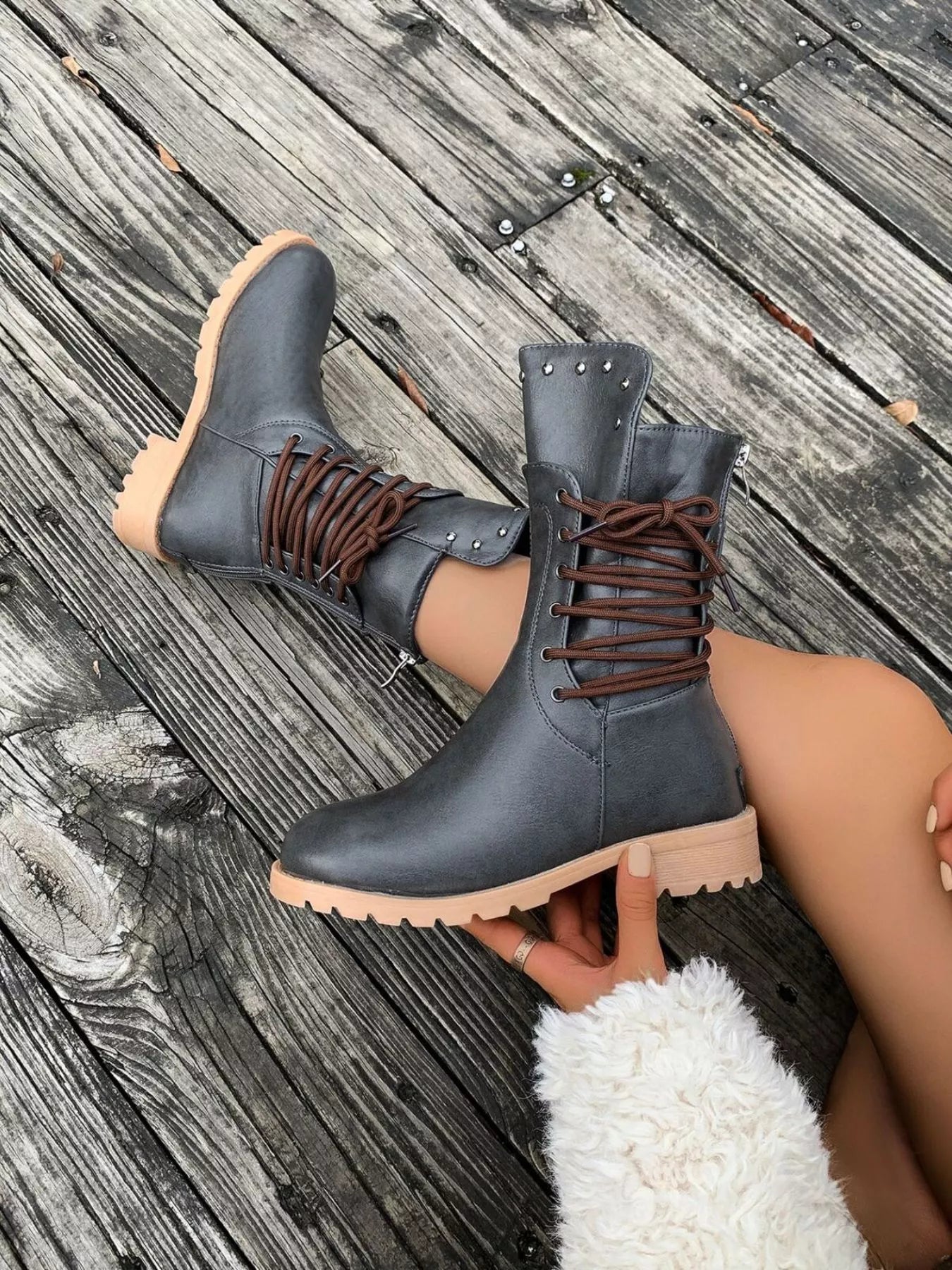 Image of Christine | Women's Lace-Up Mid-Calf Boots