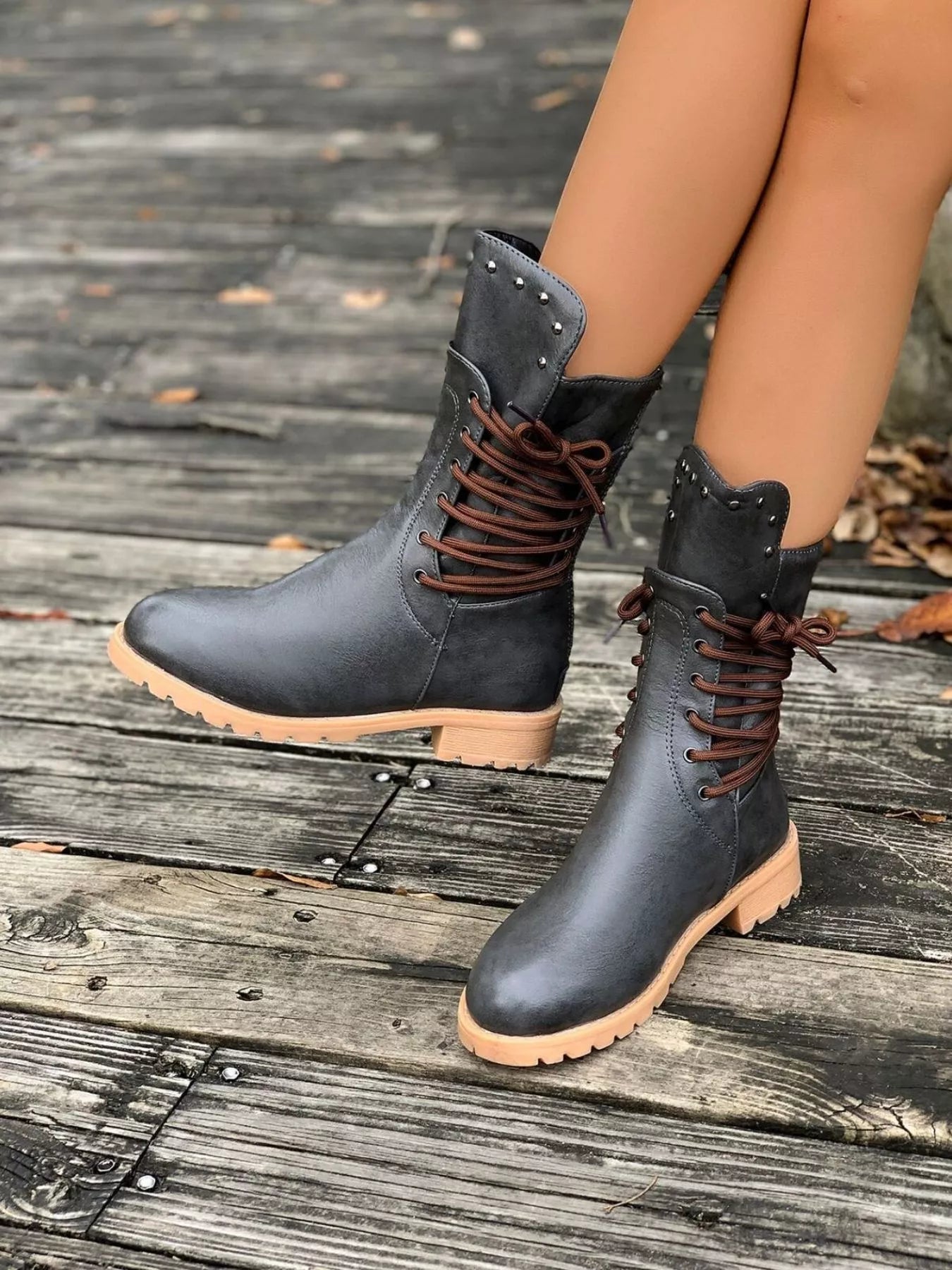 Image of Christine | Women's Lace-Up Mid-Calf Boots