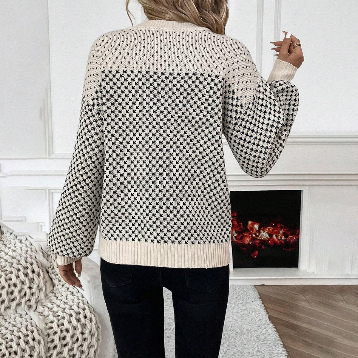 Image of Christine | Women's Patterned Crew Neck Sweater