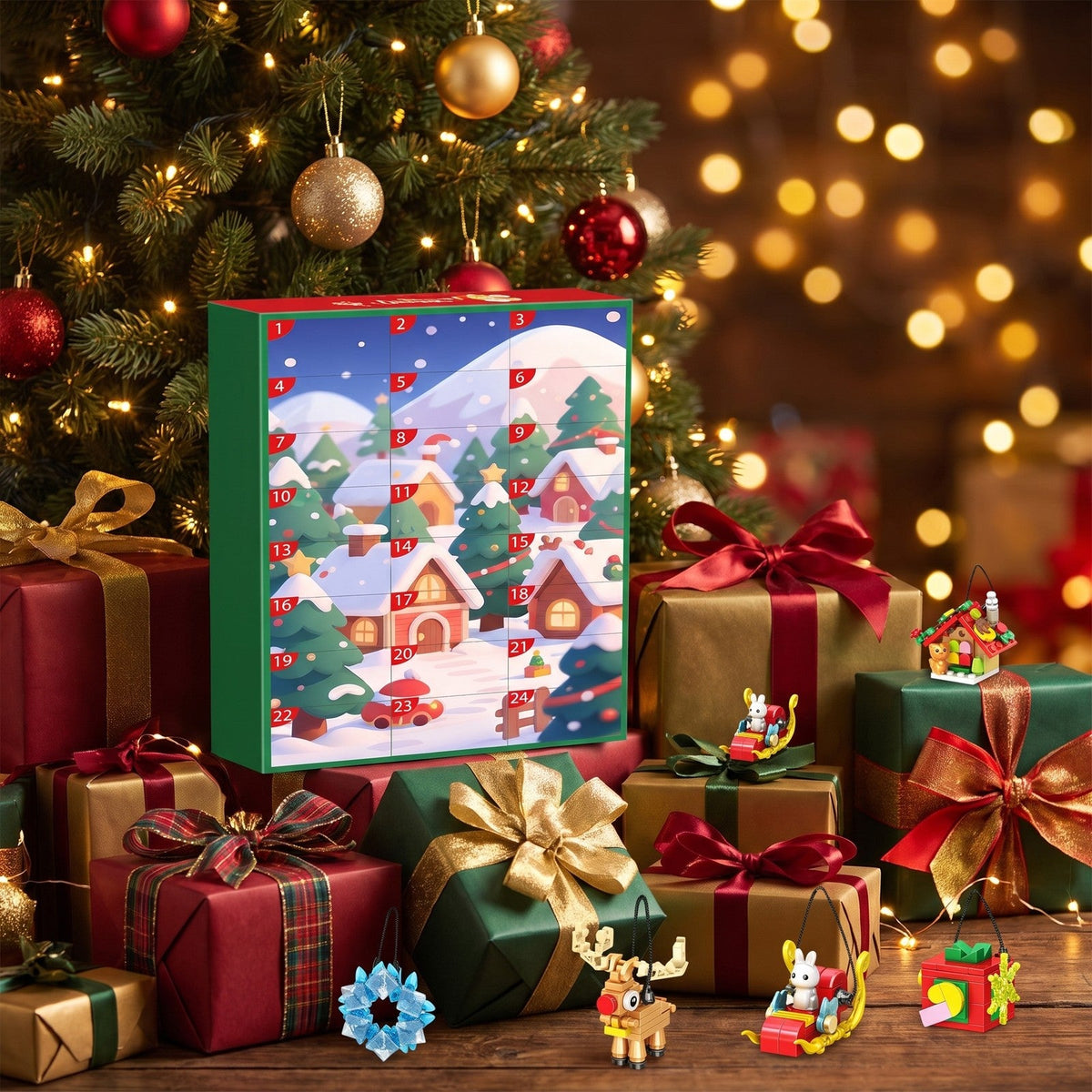 Christmas Brick Ornament Advent Calendar, 24 Mini Builds to Hang, 700 Pieces