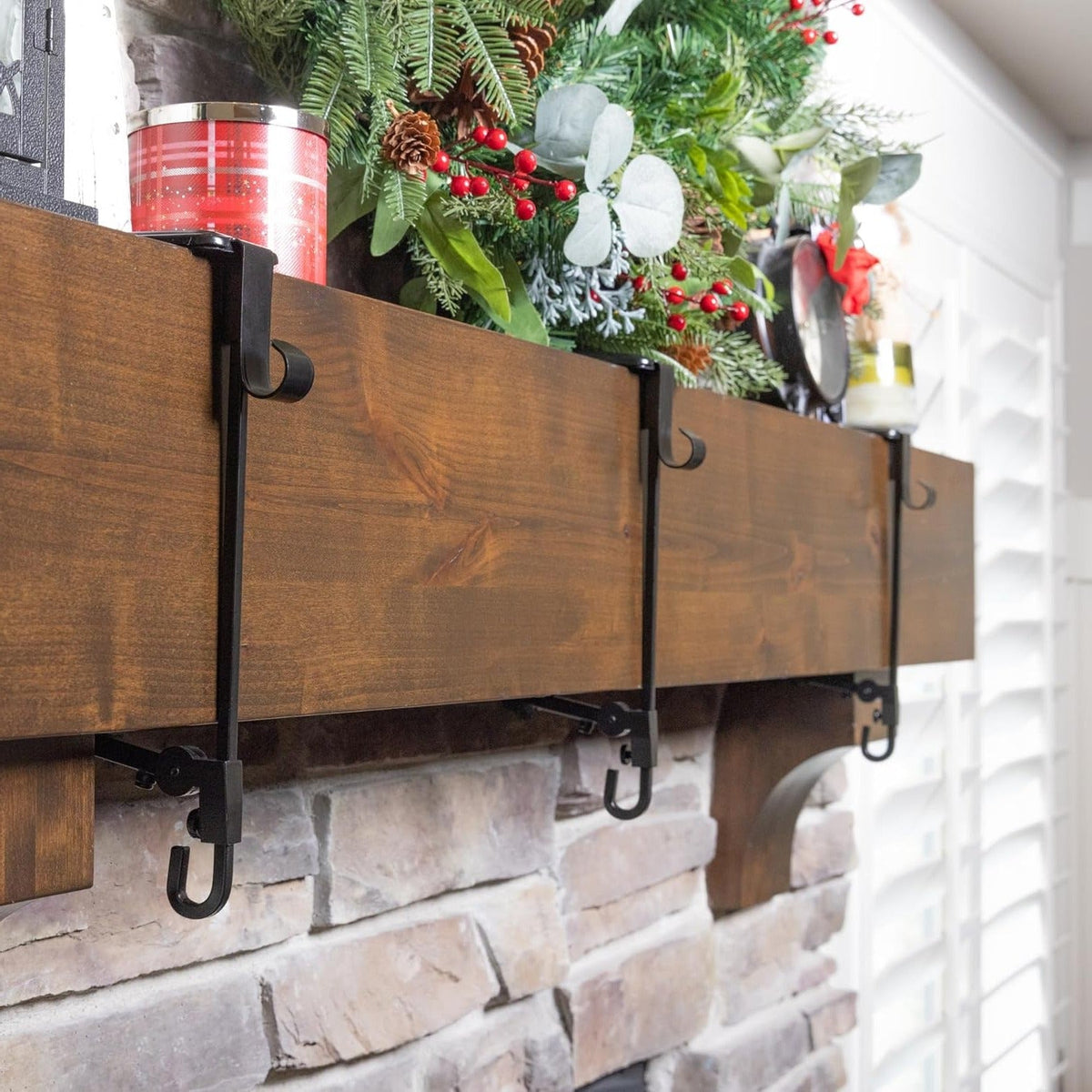 Christmas Fireplace Stocking and Garland Holders, Set of 3 Adjustable for Mantels 1.3–21.6 cm, Holds up to 9 kg, No Drilling