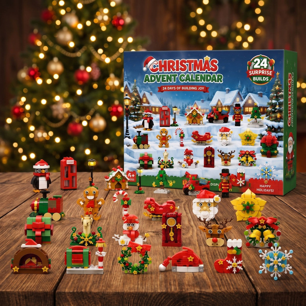 Christmas Fridge Magnet Brick Advent Calendar, 24 Festive Magnets to Build