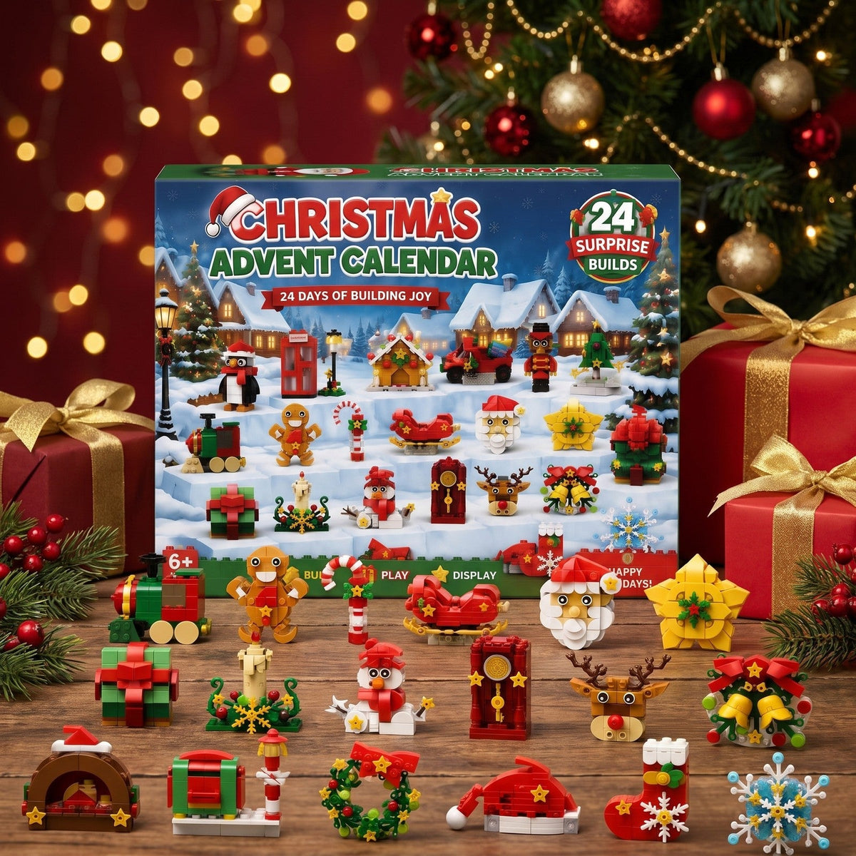 Christmas Fridge Magnet Brick Advent Calendar, 24 Festive Magnets to Build