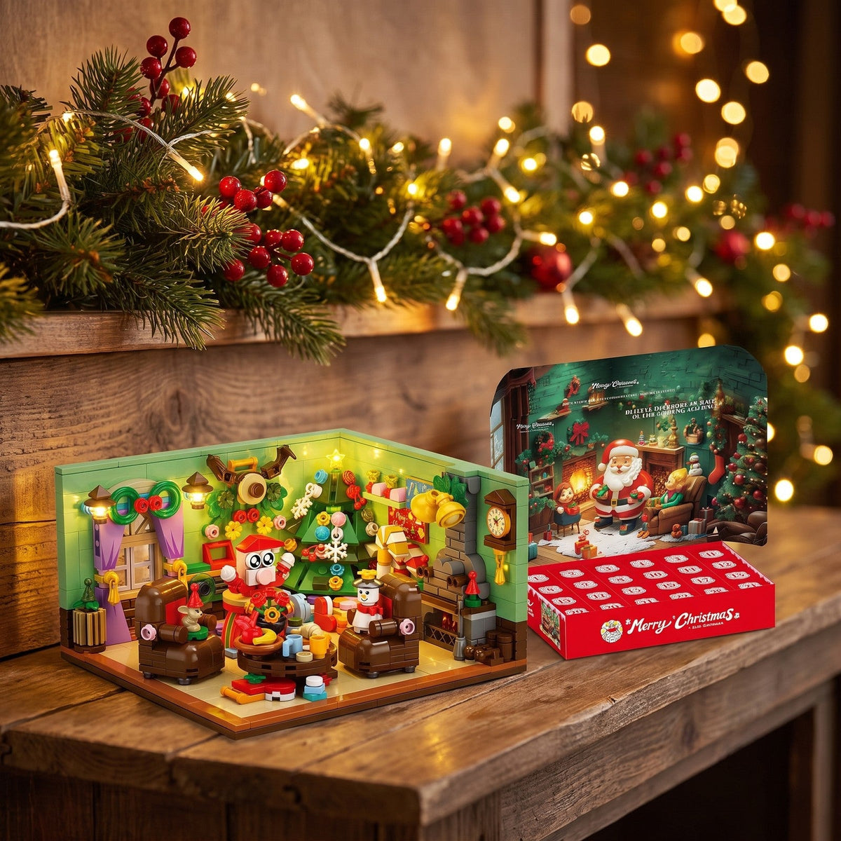 Christmas Living Room Brick Advent Calendar, 669 Pieces in 24 Boxes