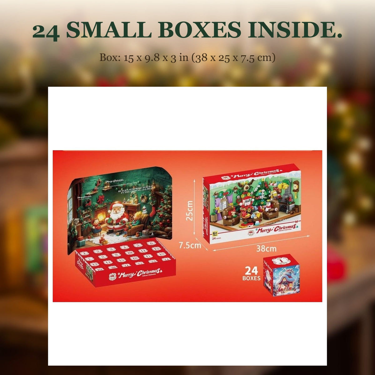 Christmas Living Room Brick Advent Calendar, 669 Pieces in 24 Boxes