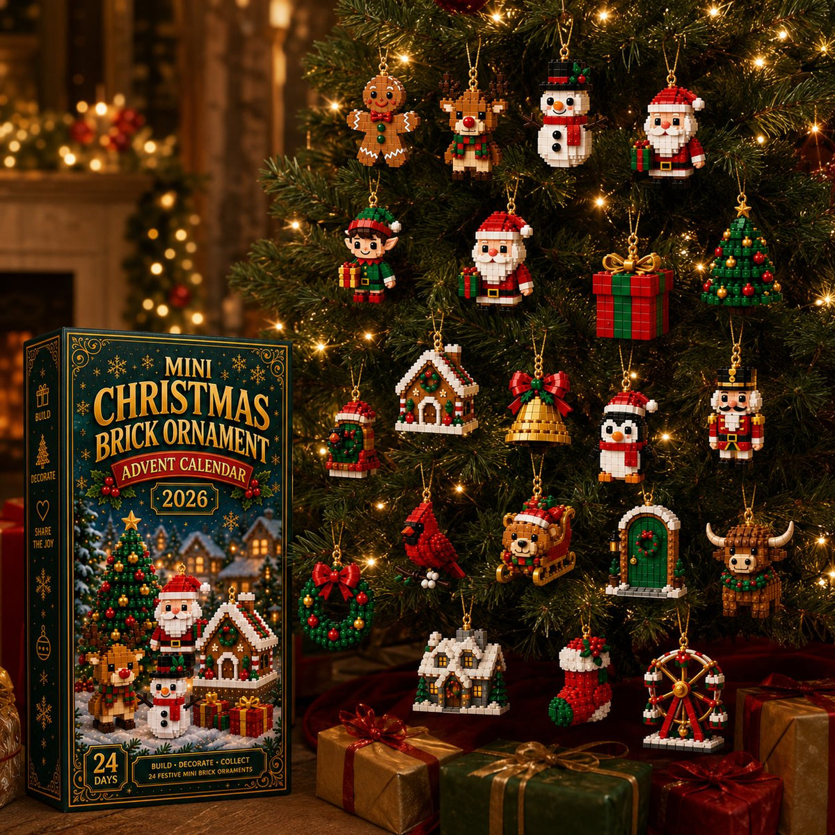 Christmas Ornament Advent Calendar – 24 Mini Building Sets for Christmas Decoration
