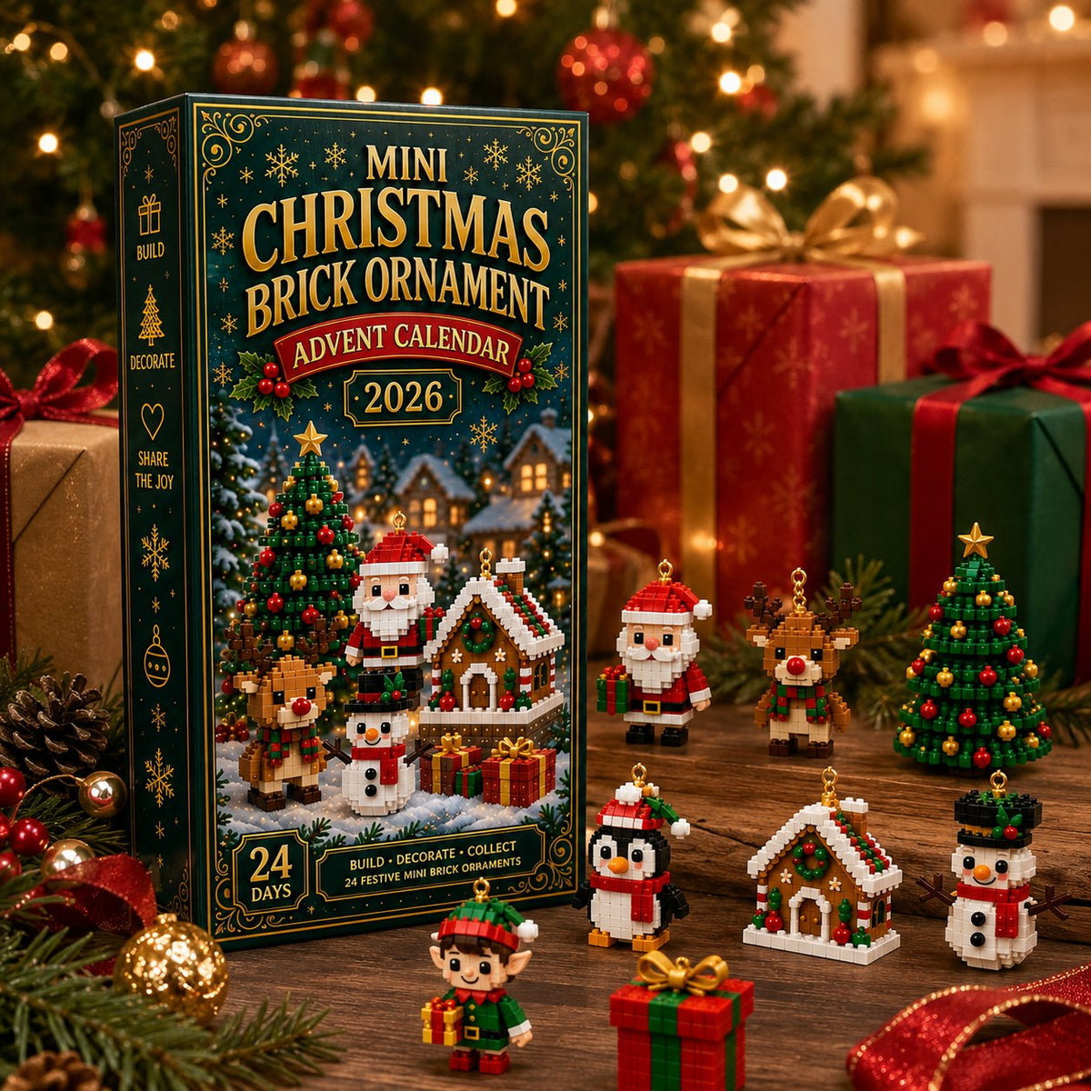 Christmas Ornament Advent Calendar – 24 Mini Building Sets for Christmas Decoration