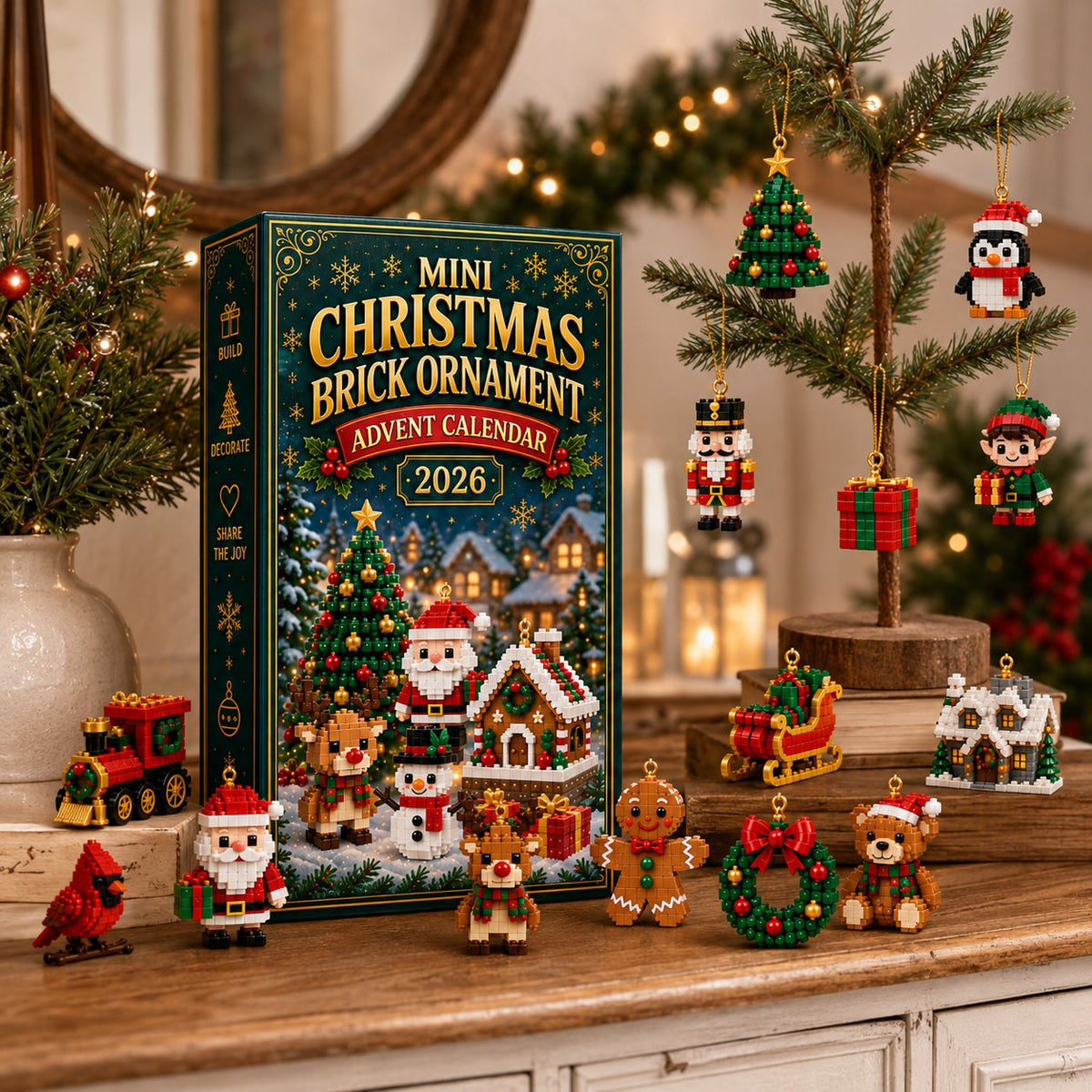 Christmas Ornament Advent Calendar – 24 Mini Building Sets for Christmas Decoration