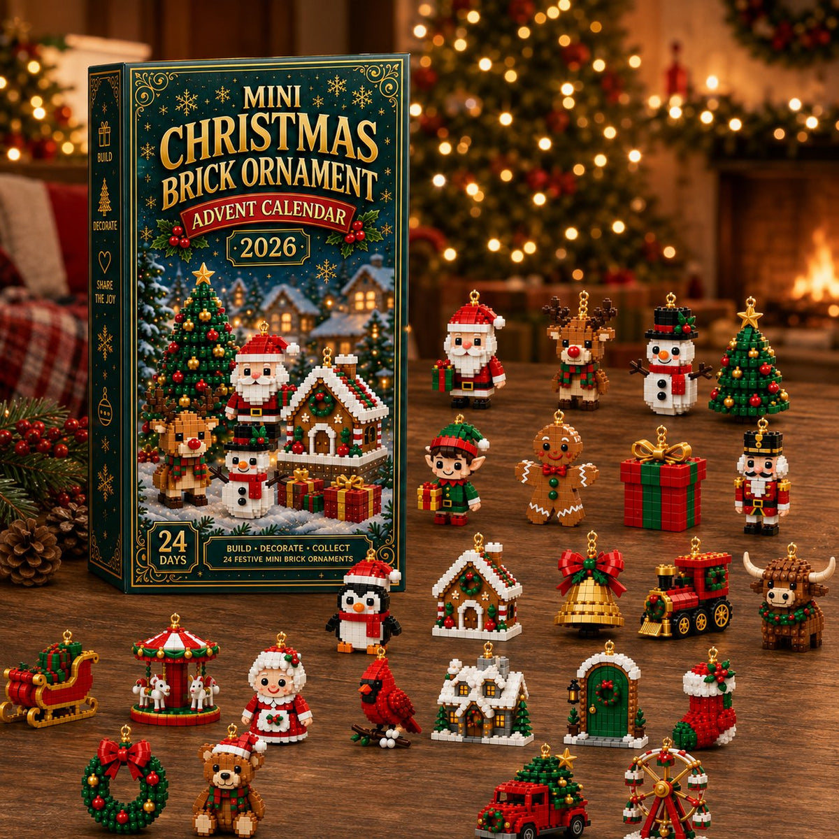 Christmas Ornament Advent Calendar – 24 Mini Building Sets for Christmas Decoration