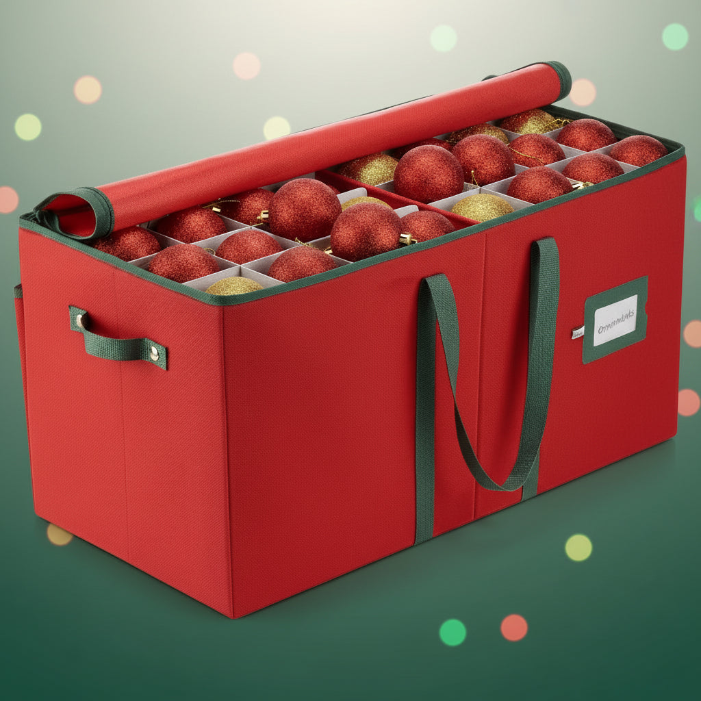 Christmas Ornament Storage Box with Dividers for Holiday Decorations