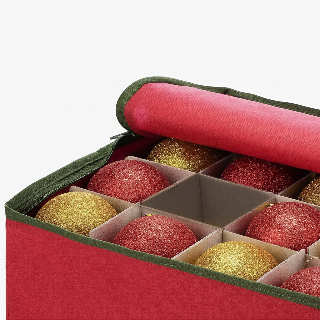 Christmas Ornament Storage Box with Dividers for Holiday Decorations