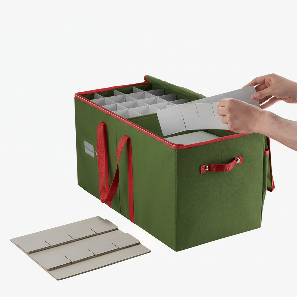 Christmas Ornament Storage Box with Dividers for Holiday Decorations