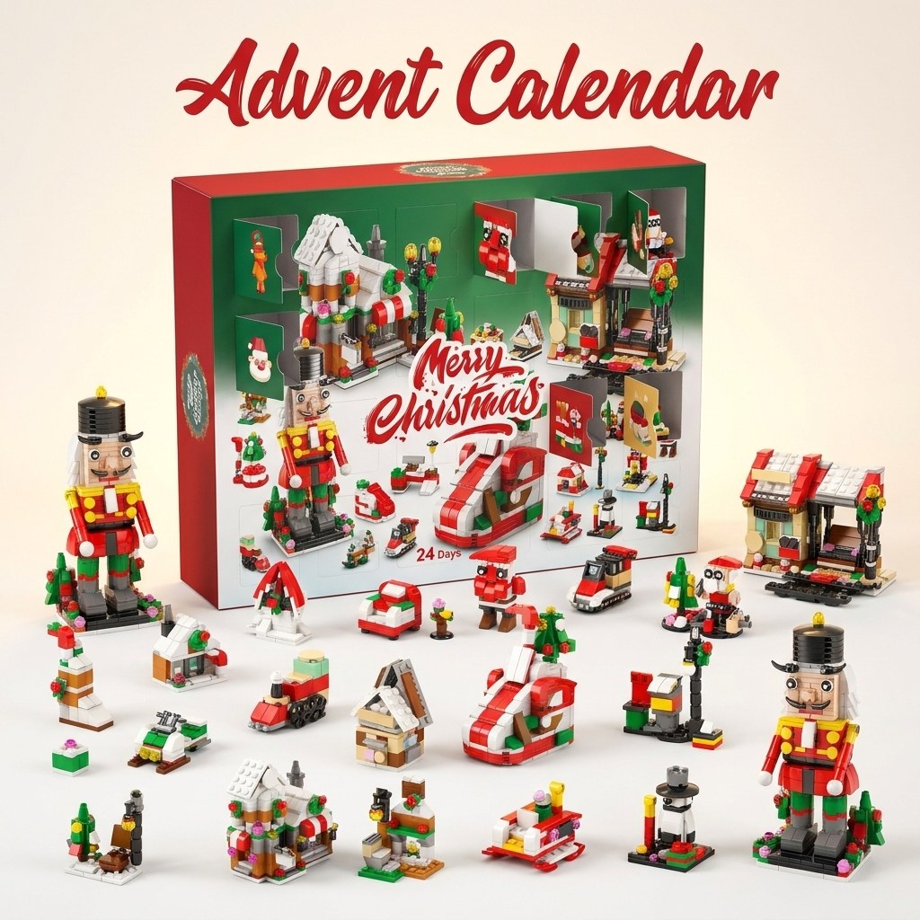 Christmas Village Brick Advent Calendar, 28 Builds, 6 in 1, Choose Your Scene