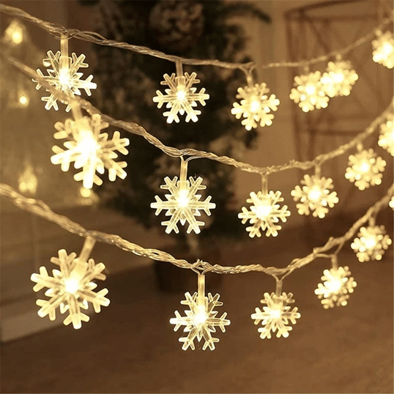 Christmas-Themed LED String Lights - Snowflakes, Reindeer, Star, Christmas Tree