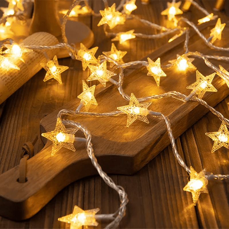 Christmas-Themed LED String Lights - Snowflakes, Reindeer, Star, Christmas Tree
