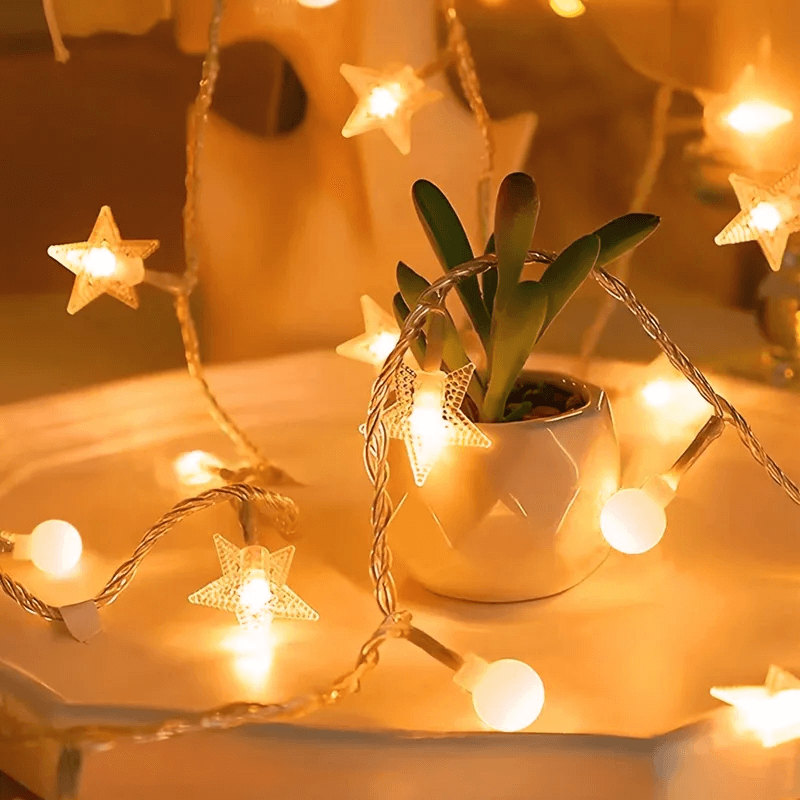 Christmas-Themed LED String Lights - Snowflakes, Reindeer, Star, Christmas Tree